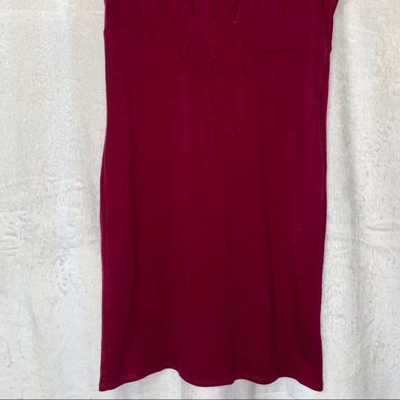Burgundy Work Short Sleeve Sweater Dress - Picture 3 of 3